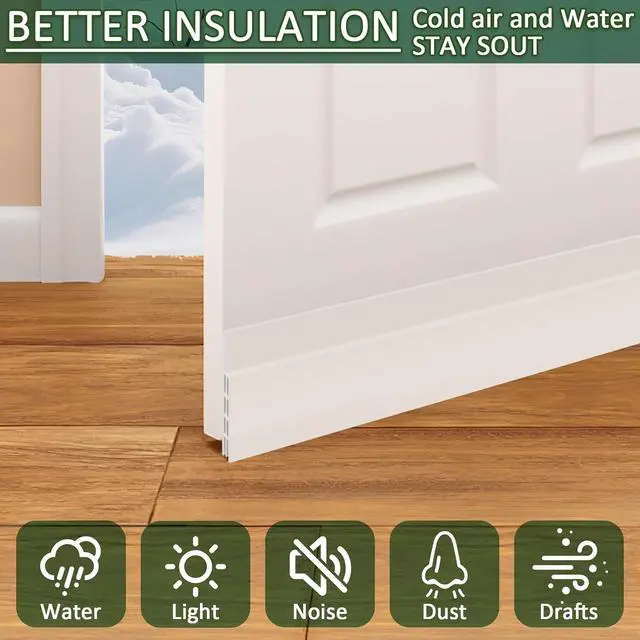Alt view image 3 of 6 - Door Draft Stopper, Weather Stripping Door Seal, Garage Window Blocker, Cold Air Insulation, White
