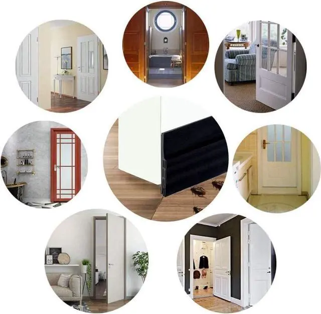 Alt view image 3 of 5 - 2PC Silicone Door Draft Stopper 39 inches Door Seal Strip for Under Door Seal Gap Interior & Exterior Doors Weather Stripping Soundproof