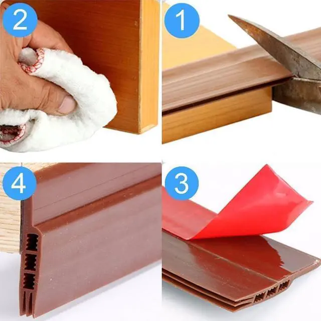 Alt view image 5 of 5 - 2PC Silicone Door Draft Stopper 39 inches Door Seal Strip for Under Door Seal Gap Interior & Exterior Doors Weather Stripping Soundproof