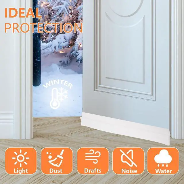 Alt view image 2 of 7 - 4Pcs Door Draft Stopper, Under Door Sweep Adjustable Weather Stripping Door Seal, Door Bottom Seal Blocker Noise Cold Air Insulation 2" W x 39" L