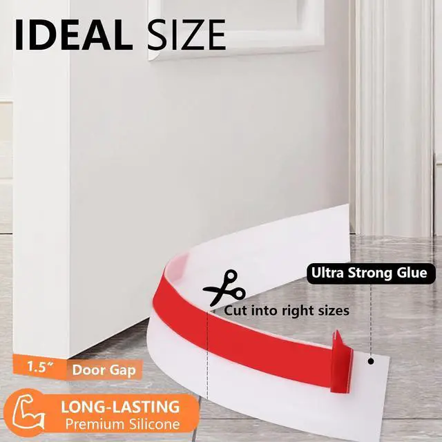 Alt view image 3 of 7 - 4Pcs Door Draft Stopper, Under Door Sweep Adjustable Weather Stripping Door Seal, Door Bottom Seal Blocker Noise Cold Air Insulation 2" W x 39" L