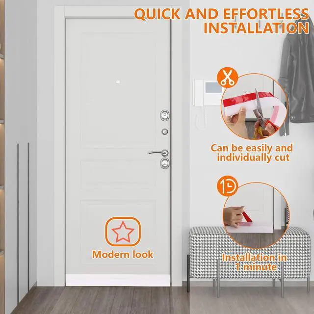 Alt view image 4 of 7 - 4Pcs Door Draft Stopper, Under Door Sweep Adjustable Weather Stripping Door Seal, Door Bottom Seal Blocker Noise Cold Air Insulation 2" W x 39" L