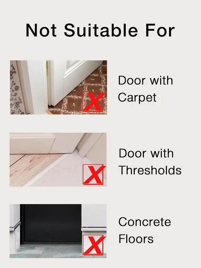 Alt view image 6 of 7 - SUNMON Silicone Door Draft Stopper, 39in Upgraded Door Slide-On Under Door Seal Blocker, Under Door Sweep Weather Stripping3.25FT Black