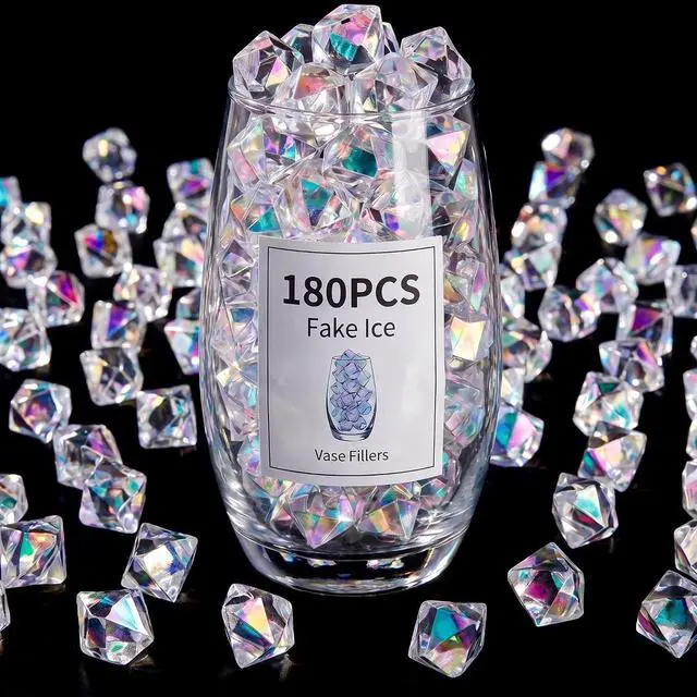 Main image of FUTUREPLUSX 180 PCS Iridescent Fake Ice Rocks, Clear Acrylic Crystals