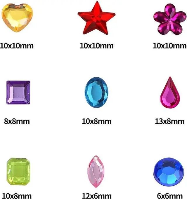 Alt view image 2 of 7 - JPSOR 900pcs Acrylic Flatback Gems Rhinestones, 9 Shapes