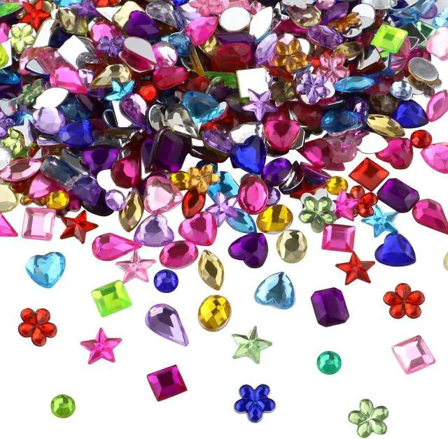 Alt view image 3 of 7 - JPSOR 900pcs Acrylic Flatback Gems Rhinestones, 9 Shapes