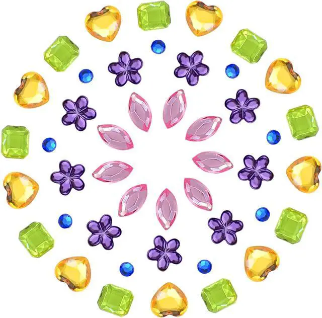 Alt view image 4 of 7 - JPSOR 900pcs Acrylic Flatback Gems Rhinestones, 9 Shapes