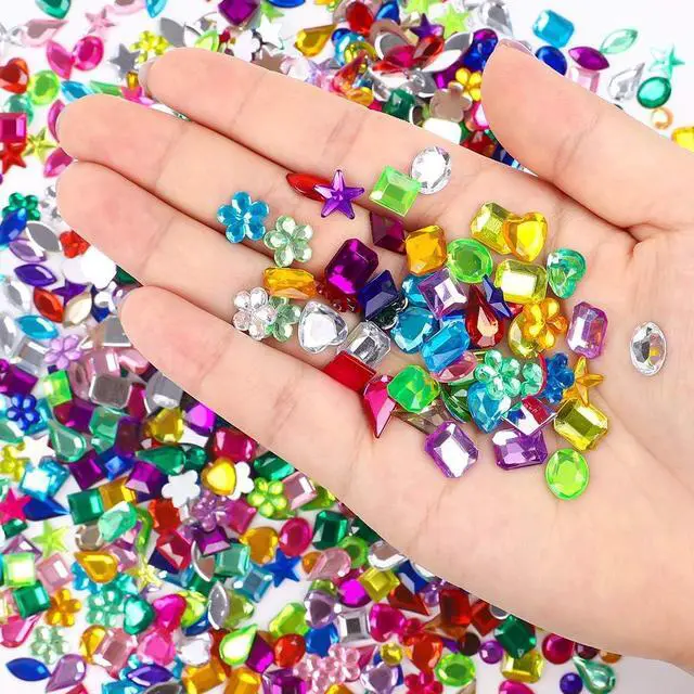 Alt view image 5 of 7 - JPSOR 900pcs Acrylic Flatback Gems Rhinestones, 9 Shapes