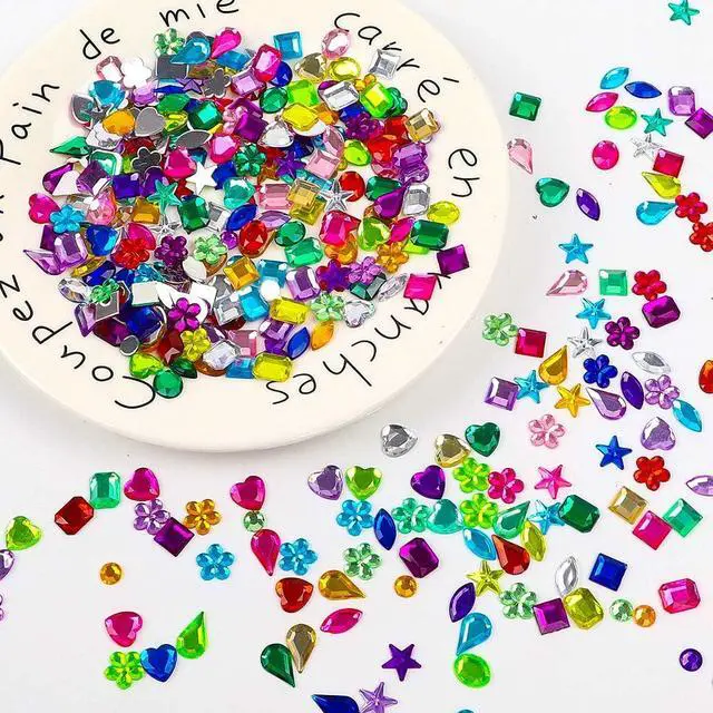 Alt view image 6 of 7 - JPSOR 900pcs Acrylic Flatback Gems Rhinestones, 9 Shapes