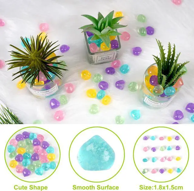 Alt view image 2 of 7 - 100pc Sparkling Glow in The Dark Stones Glow in The Dark Pebbles for for Garden Yard Walkway Pathway Aquarium(Color)