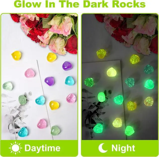 Alt view image 3 of 7 - 100pc Sparkling Glow in The Dark Stones Glow in The Dark Pebbles for for Garden Yard Walkway Pathway Aquarium(Color)