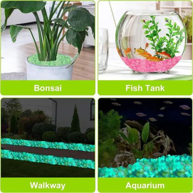 Alt view image 6 of 7 - 100pc Sparkling Glow in The Dark Stones Glow in The Dark Pebbles for for Garden Yard Walkway Pathway Aquarium(Color)