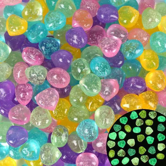 Main image of 100pc Sparkling Glow in The Dark Stones Glow in The Dark Pebbles for for Garden Yard Walkway Pathway Aquarium(Color)