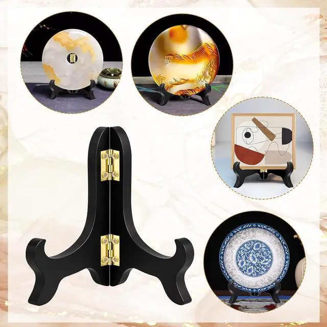 Alt view image 5 of 7 - Wooden Easel Plate Holder 4 Inch Black Wooden Plate Stands for Display Photo Holder Stand Easel Holders Artwork Dish Rack Holders Desktop Ornaments for Display Decorative