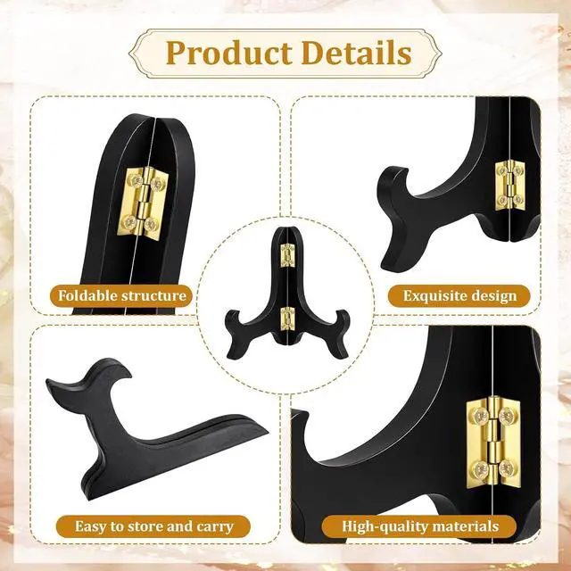 Alt view image 4 of 7 - Wooden Easel Plate Holder 4 Inch Black Wooden Plate Stands for Display Photo Holder Stand Easel Holders Artwork Dish Rack Holders Desktop Ornaments for Display Decorative