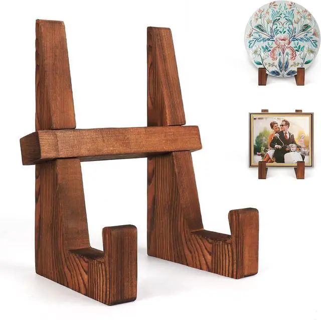 Main image of DEBETOOL 8.8" Rustic Wooden Plate Stand for Display