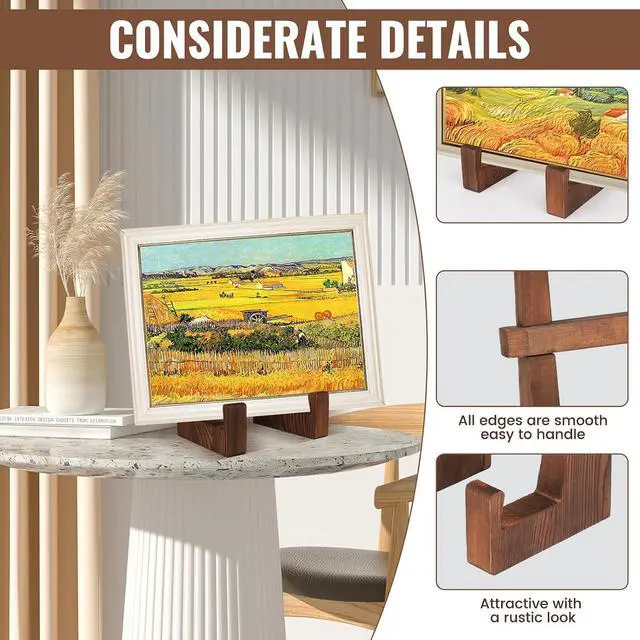 Alt view image 5 of 7 - DEBETOOL 8.8" Rustic Wooden Plate Stand for Display