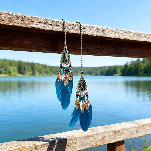Alt view image 7 of 7 - Mini Dream Catcher for Car Rear View Mirror Accessories - Handmade Small Dreamcatchers Boho Car Charm Interior Decor(Blue)