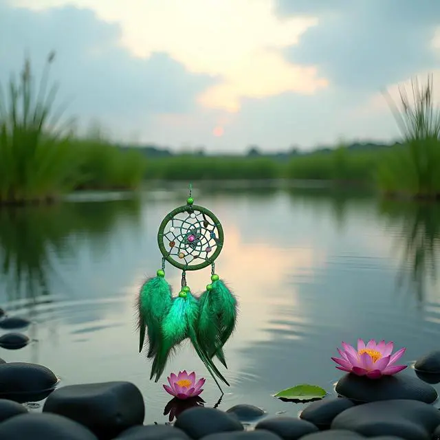 Alt view image 6 of 7 - Green Small Dream Catcher with Feathers Wall Hanging Ornament Indian Style Decoration Wind Chimes for Car Home Wall Decor