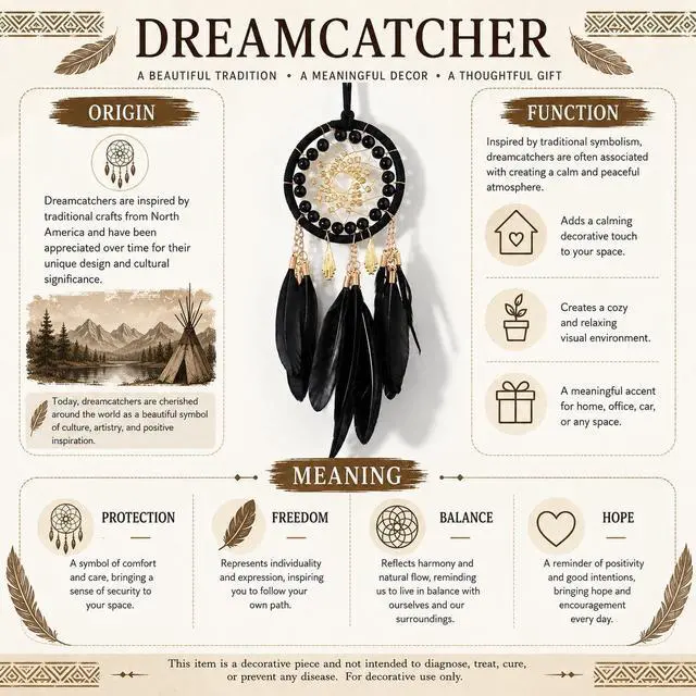 Alt view image 6 of 6 - Black Dream Catcher for Cars Rear View Mirror Hanging Decor Handmade Feather Small Car Charms Pendant Gift