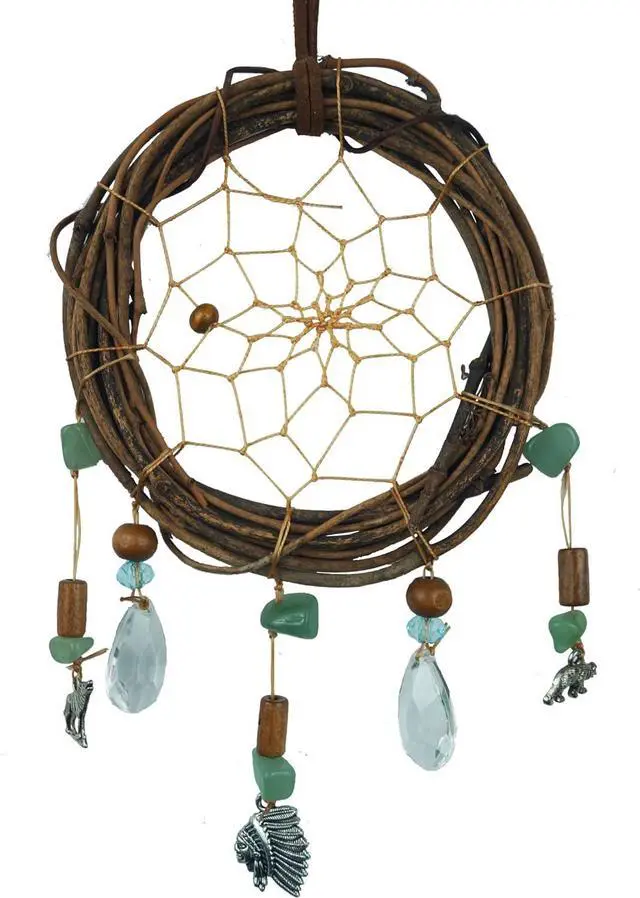 Main image of Twilight-Inspired Natural Rattan Dream Catcher with Alloy Chief Wolf Bear Pendants Ideal Gift for Girls Children Twilight Gifts Remorelt