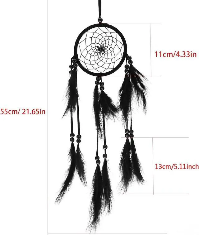 Alt view image 2 of 7 - Feather Dream Catcher, Handmade Macrame Dreamcatcher, Wall Hanging Dream Catchers for Home Car Decoration(Black)