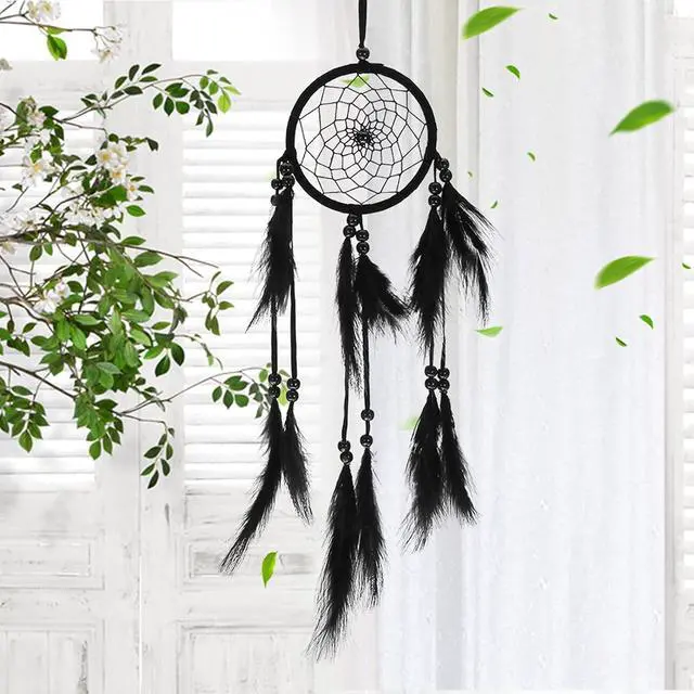 Alt view image 3 of 7 - Feather Dream Catcher, Handmade Macrame Dreamcatcher, Wall Hanging Dream Catchers for Home Car Decoration(Black)