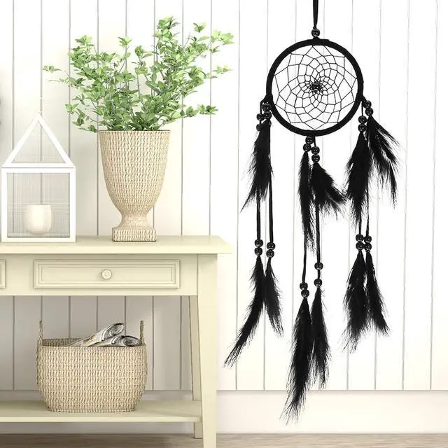 Alt view image 4 of 7 - Feather Dream Catcher, Handmade Macrame Dreamcatcher, Wall Hanging Dream Catchers for Home Car Decoration(Black)
