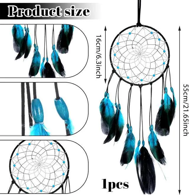 Alt view image 2 of 7 - Blue Dream Catchers Home Handmade Blue Dreamcatcher Feather Dreamcatcher
