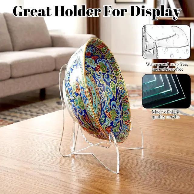 Alt view image 3 of 7 - Bowl Display Stand 3.5 Inch X-Shaped Clear Acrylic Bowl Stands for Display Plate Platter Dish China Porcelain Holder Easel Base