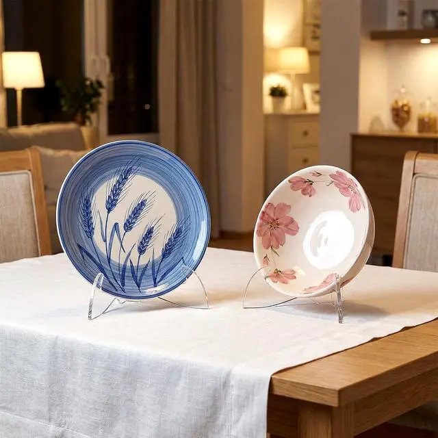Alt view image 5 of 7 - Bowl Display Stand 3.5 Inch X-Shaped Clear Acrylic Bowl Stands for Display Plate Platter Dish China Porcelain Holder Easel Base