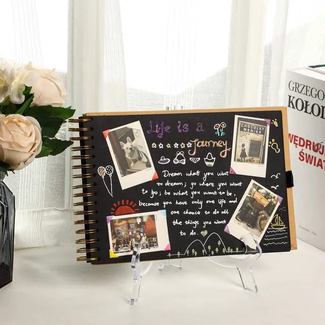 Alt view image 3 of 7 - Hestya 3 Pcs Clear Acrylic Display Stands, Picture Plate Easel 4.5/7/9.8 in