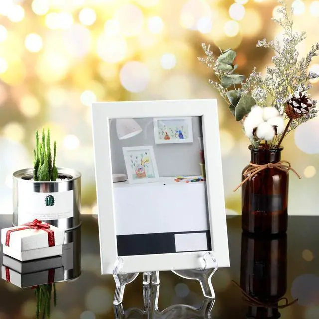 Alt view image 5 of 7 - Hestya 3 Pcs Clear Acrylic Display Stands, Picture Plate Easel 4.5/7/9.8 in