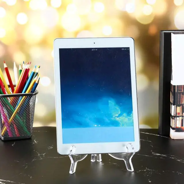 Alt view image 4 of 7 - Hestya 3 Pcs Clear Acrylic Display Stands, Picture Plate Easel 4.5/7/9.8 in