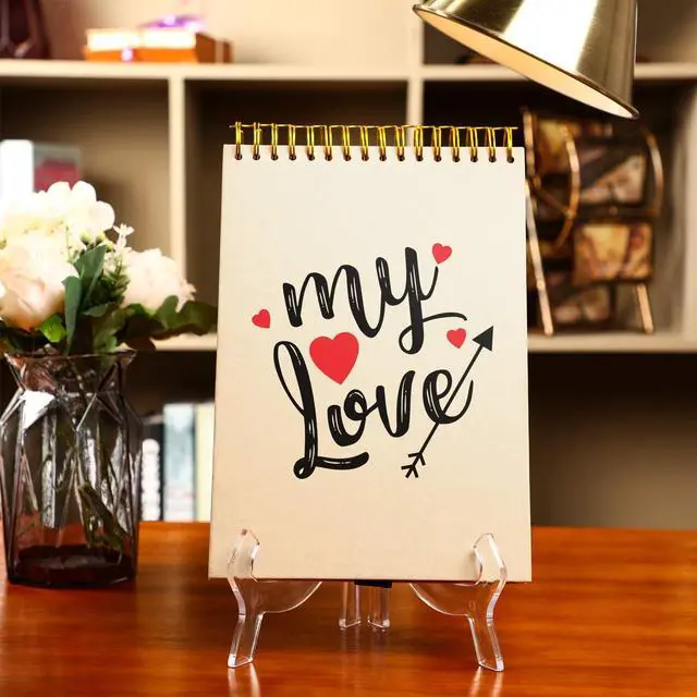 Alt view image 7 of 7 - Hestya 3 Pcs Clear Acrylic Display Stands, Picture Plate Easel 4.5/7/9.8 in