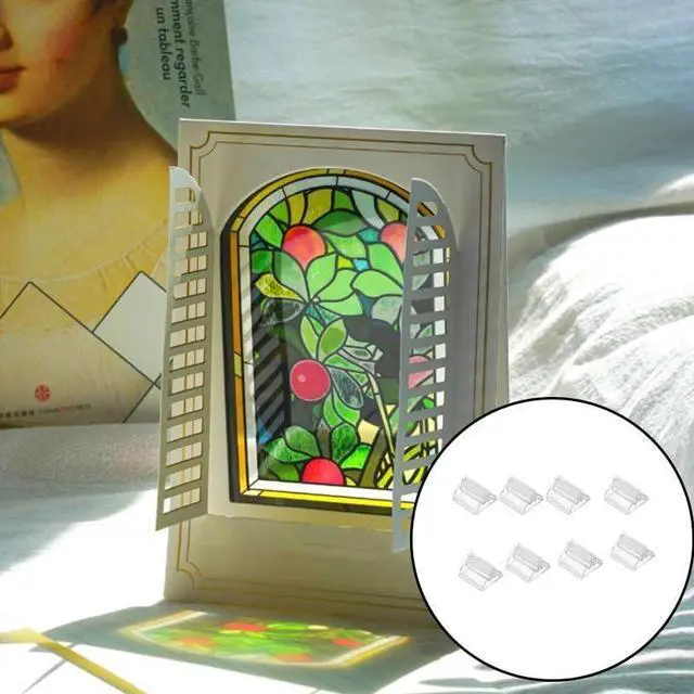 Alt view image 3 of 4 - 50 Pcs Clear Card Stands, Triangular Display Holders for Game Cards, Photos, Menus, Table Number Signs - Transparent Acrylic Card Holders for Board Games & Decor