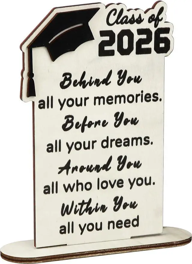 Main image of Graduation Decorations 2026 - Wood Quote Plaque Graduation Gifts for Her Him Inspirational Graduate Desk Decor for Senior College Middle High School Student Boys Girls