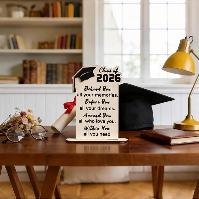Alt view image 4 of 7 - Graduation Decorations 2026 - Wood Quote Plaque Graduation Gifts for Her Him Inspirational Graduate Desk Decor for Senior College Middle High School Student Boys Girls