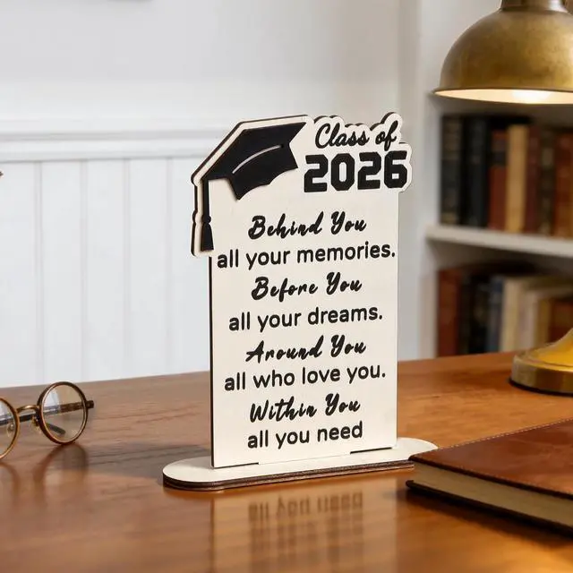 Alt view image 5 of 7 - Graduation Decorations 2026 - Wood Quote Plaque Graduation Gifts for Her Him Inspirational Graduate Desk Decor for Senior College Middle High School Student Boys Girls