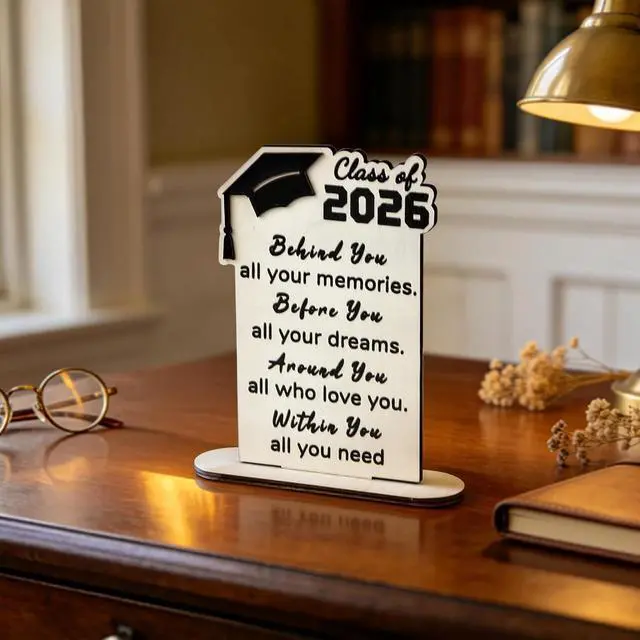 Alt view image 6 of 7 - Graduation Decorations 2026 - Wood Quote Plaque Graduation Gifts for Her Him Inspirational Graduate Desk Decor for Senior College Middle High School Student Boys Girls