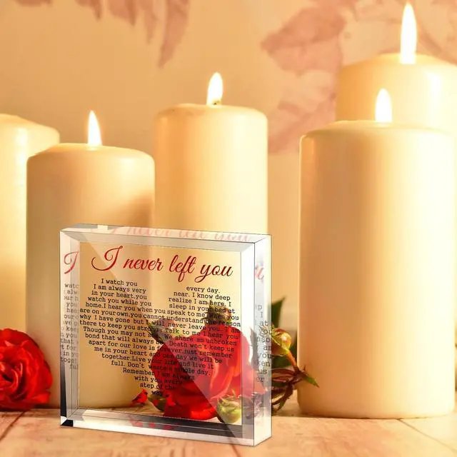 Alt view image 6 of 6 - Yulejo Sympathy Gifts Plaque for Loss of Loved One Acrylic Cardinal Gift I Never Left You Memorial Bereavement Condolence Remembrance Table Sign for Grief Grieving Father Mother Keepsake Paperweight