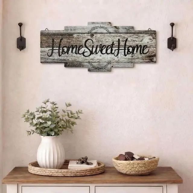 Alt view image 4 of 6 - Jetec Home Sweet Home Sign Rustic Wood Wall Plaque Farmhouse,Gray
