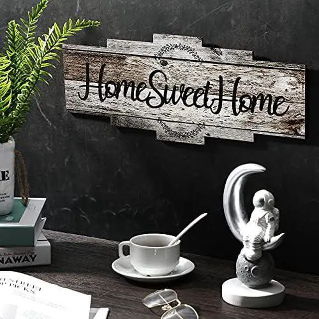 Alt view image 5 of 6 - Jetec Home Sweet Home Sign Rustic Wood Wall Plaque Farmhouse,Gray