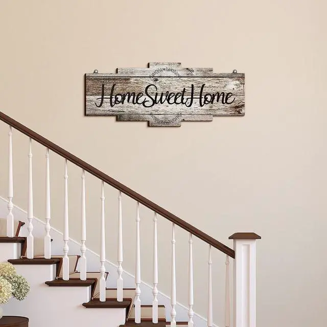 Alt view image 6 of 6 - Jetec Home Sweet Home Sign Rustic Wood Wall Plaque Farmhouse,Gray