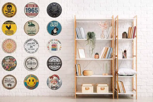 Alt view image 7 of 7 - AWISZZZ We're All Mad Here Metal Sign 8x8in Round Literary Plaque for Library Wall Decor Alice Gift