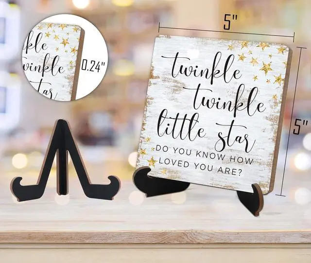 Alt view image 2 of 5 - Twinkle Twinkle Little Star Daycare Wall Decor,Decorar Habitacion,Boy & Girl Wall Decor,Wooden Board Decoration With Stand,Decorative Signs & Plaques,Wooden Signs,Baby Shower Decorations,L2