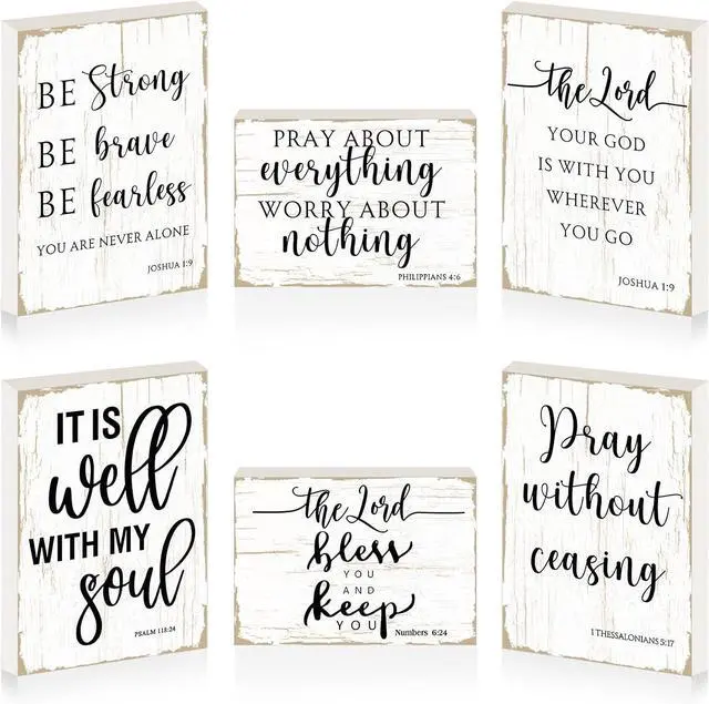 Main image of Maitys 6 Pcs Bible Verse Mini Wood Signs Religious Sign, Classical Style
