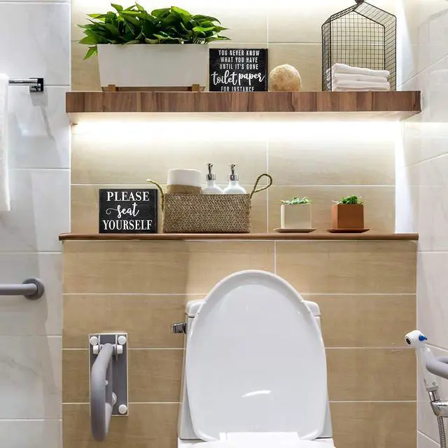 Alt view image 2 of 7 - Jetec 2 Pieces Funny Farmhouse Bathroom Decor Please Seat Yourself Bathroom Sign Black Wooden Box Sign Humor Toilet Box Plaque for Home Wash Room Guest Toilet Decoration, 4 x 5 Inch(Black)