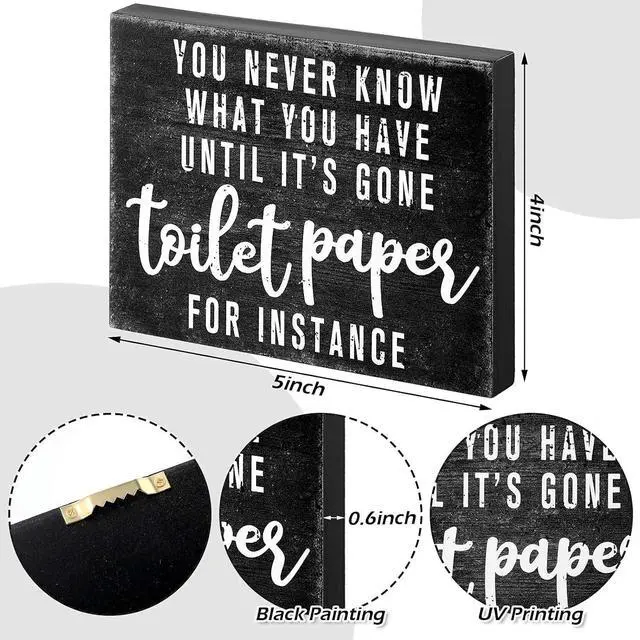Alt view image 3 of 7 - Jetec 2 Pieces Funny Farmhouse Bathroom Decor Please Seat Yourself Bathroom Sign Black Wooden Box Sign Humor Toilet Box Plaque for Home Wash Room Guest Toilet Decoration, 4 x 5 Inch(Black)