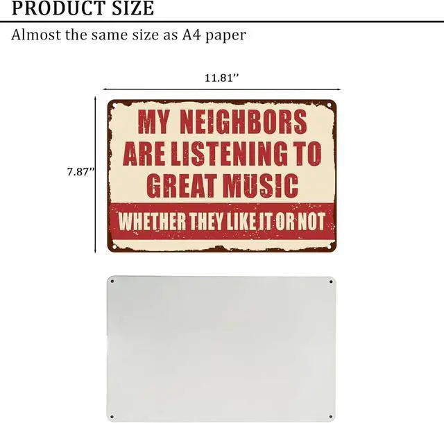 Alt view image 2 of 7 - Funny Metal Signs Music Gifts for Men, 8x12 Inch Wall Decor
